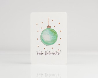Postkarte mit Weihnachtskugel