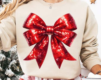 Weihnachten Schleife PNG, Pailletten Weihnachten Png, Kokette Weihnachten Png, Rote Schleife Png, Preppy Weihnachten Png, Frohe Weihnachten Schleife Png, Jubeln Schleife