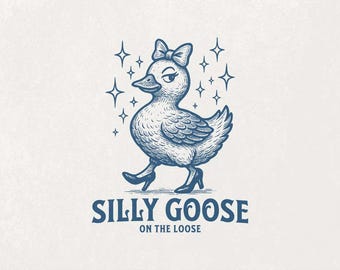 Dumme Gans auf dem Lose PNG SVG, Gans Png, Retro Gans Shirt Png, Vintage Gans Clipart, Erwachsener Humor Png, Bauernhof Tier Sublimationsdesign