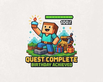 Anniversaire de joueur PNG, Mine Png, Clipart anniversaire garçon, conception de chemise de fête 8 bits, Pixel Art pour anniversaire d'enfant, sublimation de personnage de jeu drôle