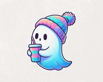 Niedlicher Geist Png, Wintergeist Png, Geist Mit Hut Png, Halloween Clipart, Kawaii Geist Png, Gemütlicher Herbst Geist Design, Herbst Geist Sublimation