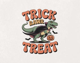 Halloween Dinosaurier PNG, T-Rex Png, Trick Rawr Treat Png, Retro Dinosaurier T-Shirt Png, Gruselige Saison Png, Herbst Shirt Design, trendiges Halloween Png