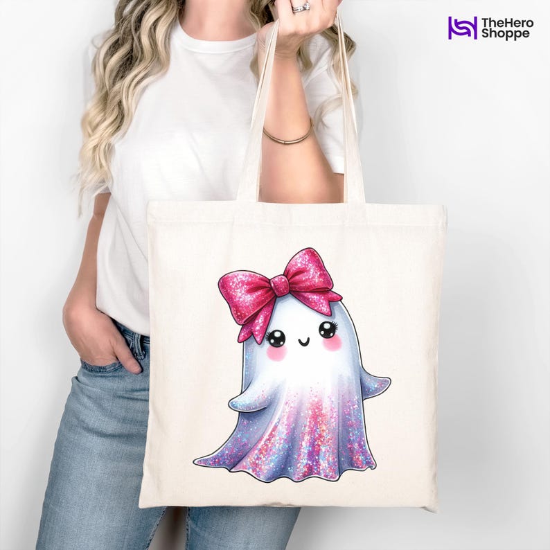 Cute Ghost PNG, Pink Ghost Clipart, Kawaii Halloween Art, Glitter Ghost Design, Spooky Ghost, Halloween Sublimation, Digital Download