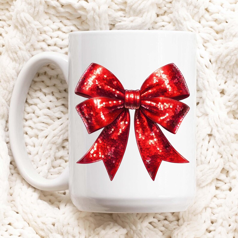 Christmas Bow PNG, Sequin Christmas Png, Coquette Christmas Png, Red Bow Png, Preppy Christmas Png, Merry Christmas Bow Png, Cheer Bow Png