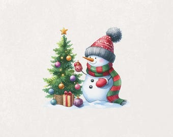 Retro Schneemann PNG, Vintage Schneemann Png, niedlicher Schneemann Png, Frohe Weihnachten Shirt Design, Winter Png, Aquarell Schneemann Png, Schneemann Baum Png