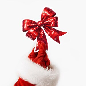 Christmas Bow PNG, Sequin Christmas Png, Coquette Christmas Png, Red Bow Png, Preppy Christmas Png, Merry Christmas Bow Png, Cheer Bow Png