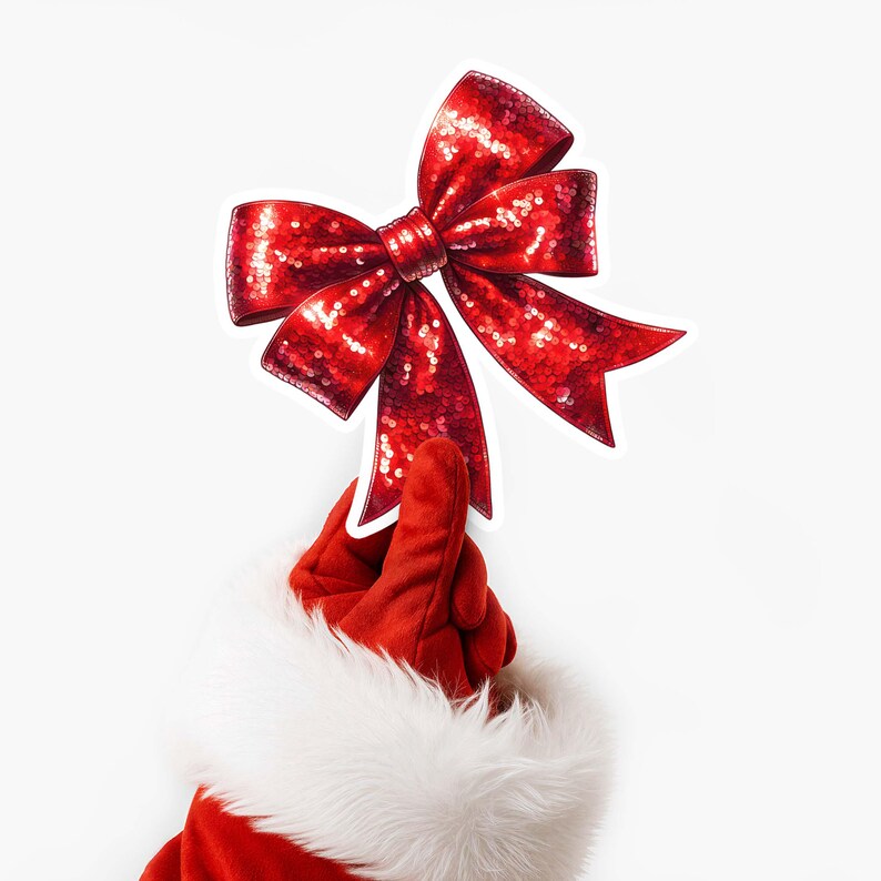 Christmas Bow PNG, Sequin Christmas Png, Coquette Christmas Png, Red Bow Png, Preppy Christmas Png, Merry Christmas Bow Png, Cheer Bow Png