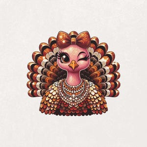 Dinde pailletée PNG Action de grâces PNG Dinde PNG Coquette noeud Png Dinde de Thanksgiving Conception de chemise de Thanksgiving PNG automne