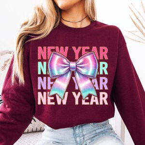 Happy New Year PNG, New Years Png, Happy New Year 2026 Png, New Year 2026 Png, New Year Shirt Png, Preppy Bow Png, New Year Sublimation
