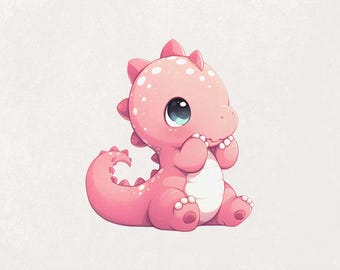 Niedlicher rosa Dinosaurier PNG, Kawaii Baby Dino Clipart, Mädchen Geburtstagsparty Aufkleber PNG, Kleinkind Shirt Sublimation Design, Dinosaurier digitale Datei