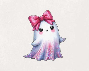 Süßer Geist PNG, rosa Geist Clipart, Kawaii Halloween Kunst, Glitter Geist Design, gruseliger Geist, Halloween Sublimation, digitaler Download