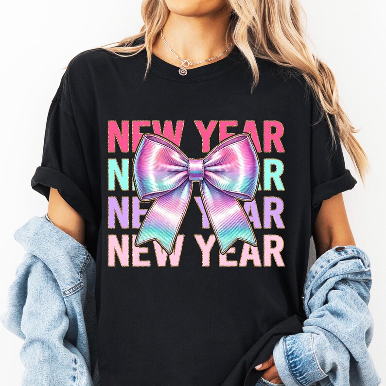 Happy New Year PNG, New Years Png, Happy New Year 2026 Png, New Year 2026 Png, New Year Shirt Png, Preppy Bow Png, New Year Sublimation