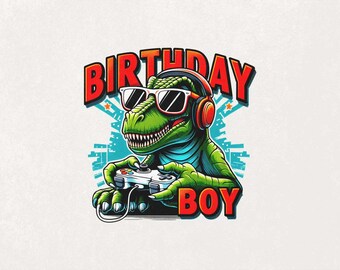 Dinosaurier Geburtstag Junge Png Junge Gaming PNG Kinder Dinosaurier Geburtstag Shirt T-Rex Design Junge Png Geburtstag Saurus Png Junge Gamer Game Controller PNG