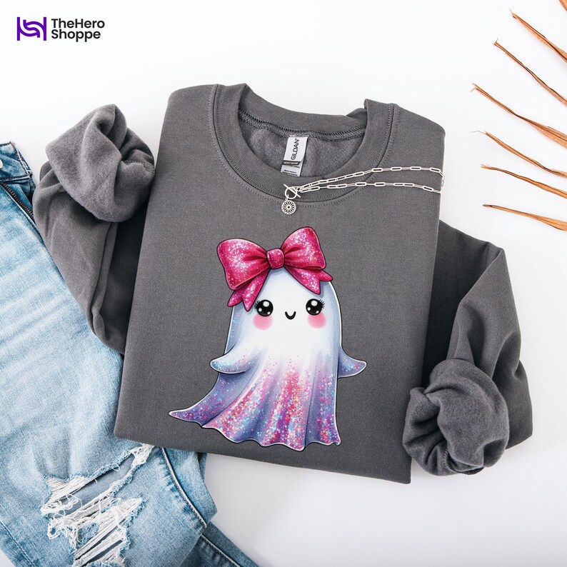 Cute Ghost PNG, Pink Ghost Clipart, Kawaii Halloween Art, Glitter Ghost Design, Spooky Ghost, Halloween Sublimation, Digital Download