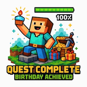 Gamer Birthday PNG, Mine Png, Boy Birthday Clipart, 8 Bit Party Shirt Design, Pixel Art for Kids Birthday, Funny Game Character Sublimation