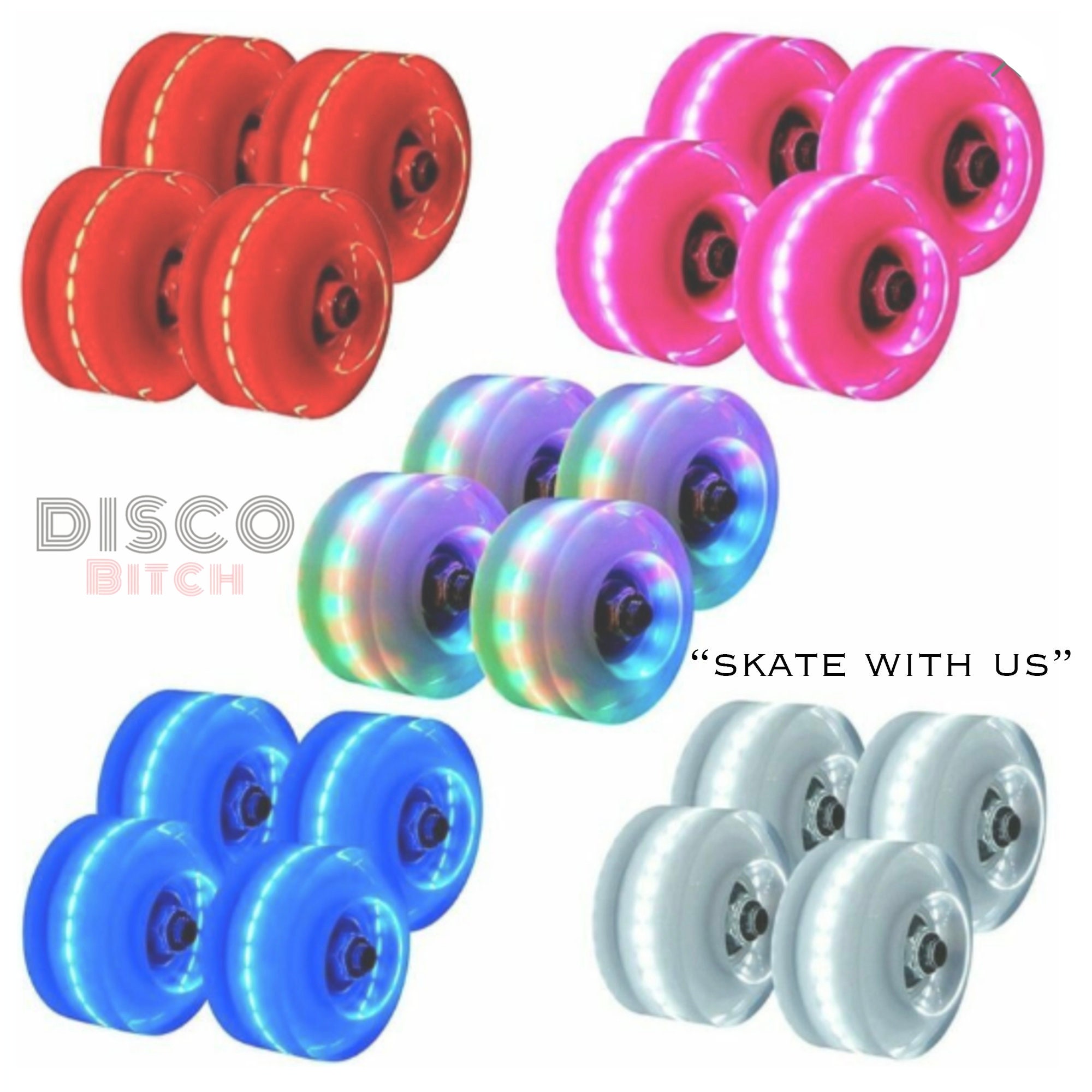 LED Light Up Roller Skate Wheels 8 Wheels ABEC5 Bearings Etsy