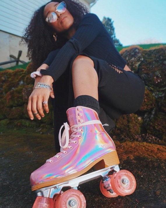 Vivid Skates Prisma Pink Holographic Roller Skates Etsy