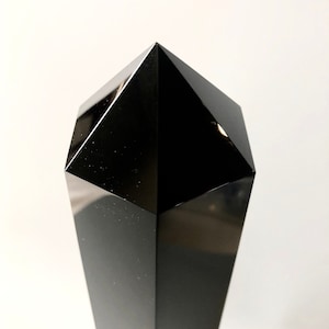 8&#39;&#39; Black Obsidian Tower, Point, Obelisk, Obsidian, Healing Crystal, Natural Obsidian, Handcrafted, Home Decor, Gift, Energy L01-29