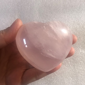 Handmade Natural Rose Quartz Heart, Healing Crystal Decor (2.4x2.4x1.5 inch) H01-38