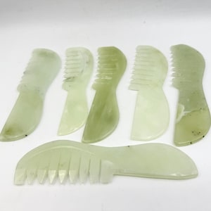 Jade Hair Comb, Natural Healing Crystal Comb for Hair, Head Massager, C01-97