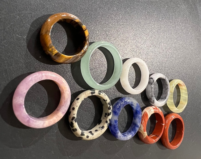 Colorful Crystal Ring, Natural Gemstone Band Gift for Her, Minimalist Daily Jewelry R01-07