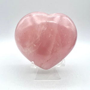 Handmade Natural Rose Quartz Heart, Healing Crystal Decor (2.8x2.6x1.4 inch) H01-41