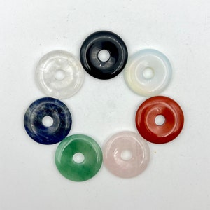 35mm Gemstone Pi Stone, Crystal Donut Pendant, Gemstone Donut Necklace Choker, Pe01-40
