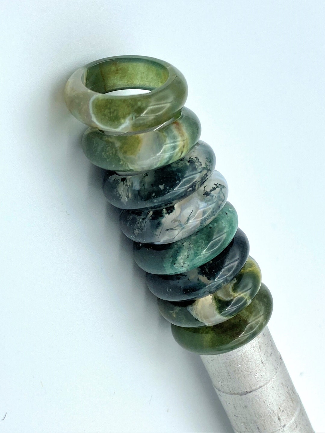 Moss Agate Gemstone Ring, Handmade Crystal Ring (6mm) R01-27 - Etsy