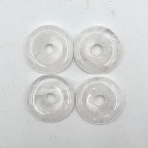 35mm Clear Quartz Pi Stone, Crystal Donut Pendant, Gemstone Donut Necklace Choker, Size Approx. 1.4 inch Pe01-18
