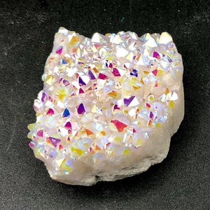 Aura de ángel en racimo de cuarzo, cristal curativo iridiscente (3,3-3,8 cm) RM01-90