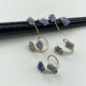 Double Raw Sodalite Ring, Natural Sodalite, Sodalite Crystal Ring, Dainty Ring, Handmade Ring, Statement Ring, Ring Adjustable R01-63
