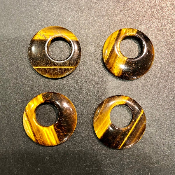 Tiger Eye Donut Pendant, Crystal Donut Pendant, Gemstone Donut Necklace Choker, Size Approx. 1.1 inch Pe01-07