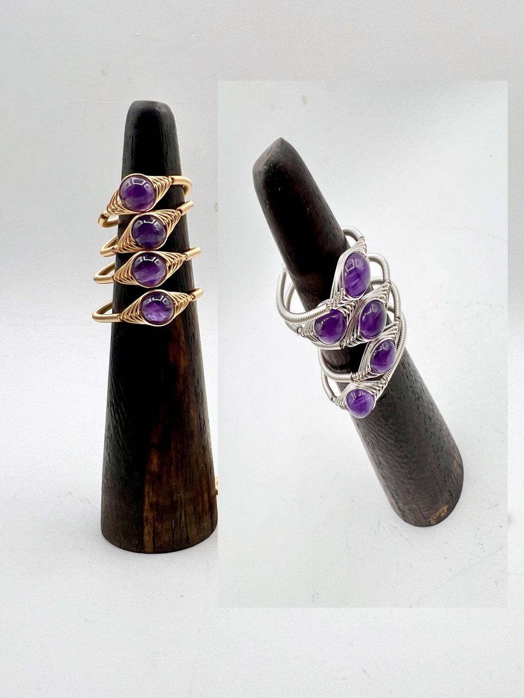 Natural Amethyst Rings, Gemstone Rings, Crystal Rings, Wire Wrapped ...