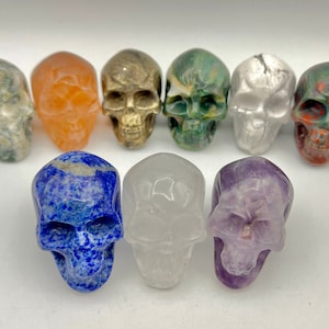 Gemstone Skull 2", Crystal Skull, Healing Crystal Skull, Hand Carved Skull Statue Decor, Energy Skull, C01-20