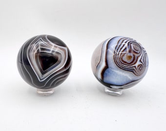 Banded Agate Sphere, Black Sardonyx Healing Crystal (1.8-1.9 inch) S01-73
