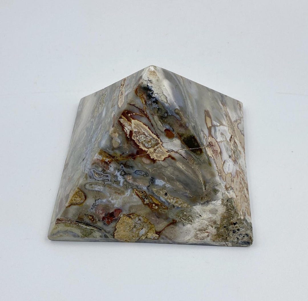 Large Ocean Jasper Pyramid, Handmade Carving, Healing Crystal
