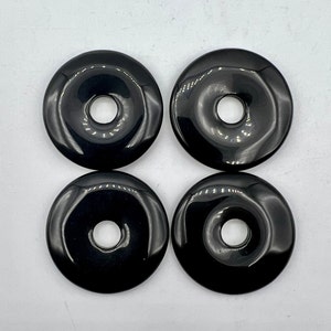 35mm Obsidian Donut Pendant, Crystal Donut Pendant, Gemstone Donut Necklace Choker, Pe01-17