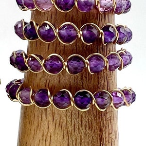 Amethyst Rings, Gemstone Rings, Healing Crystal Rings, Wire Wrapped Ring, Healing Ring, Natural Stone, Handmade Ring, Ring Adjustable R01-37