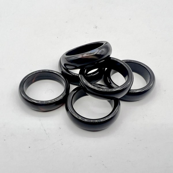 Natural Obsidian Ring, Gemstone Ring, Crystal Rings, Solid Band Ring R01-06