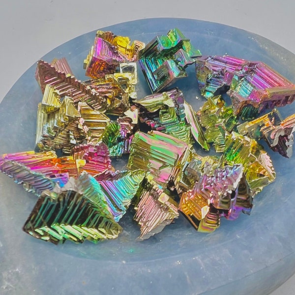 Rainbow Bismuth mineral specimen, Rainbow Bismuth Crystals Cluster, RM01-104