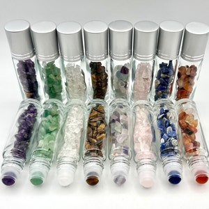 Gemstone/Crystal Essential Oil Roller Bottles, Gemstone/Crystal Perfume Roller Bottles, D01-50
