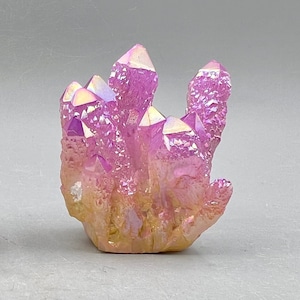 Pink & Yellow Aura Quartz Crystal Cluster, Healing Stone RM01-96