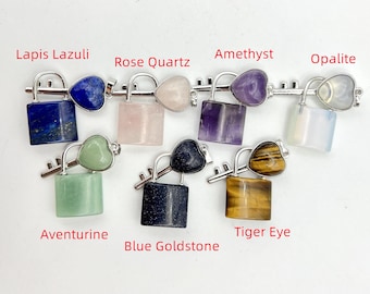 Gemstone Key and Lock Crystal Pendant Charm Pe01-32