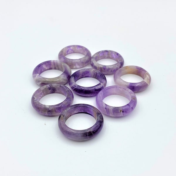 Amethyst Ring, Gemstone Ring, Crystal Rings, Solid Band Ring  R01-25