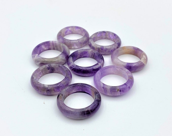 Handmade Amethyst Crystal Ring, Solid Band, Fragile Stone R01-25