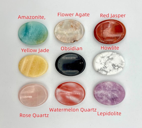 Natural Gemstone Worry stone, Healing Crystal, Reiki, Chakra (35x45mm) MT01-04