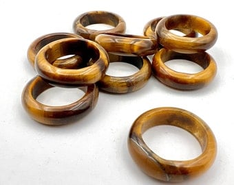 Natural Yellow Tiger Eye Ring, Gemstone Ring, Crystal Rings, 6mm Solid Band Ring R01-05