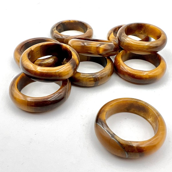 Natural Yellow Tiger Eye Ring, Gemstone Ring, Crystal Rings, 6mm Solid Band Ring R01-05