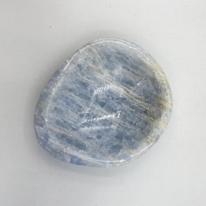 Cuenco de calcita azul hecho a mano, joyero tallado de cristal curativo D01-49