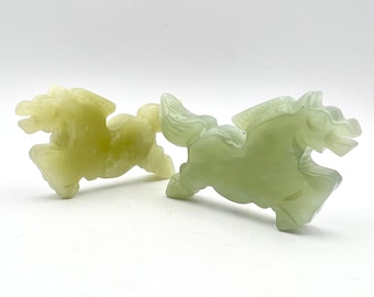 Hand Carved Green Jade Horse Figurine: Chinese Zodiac Decor C01-87